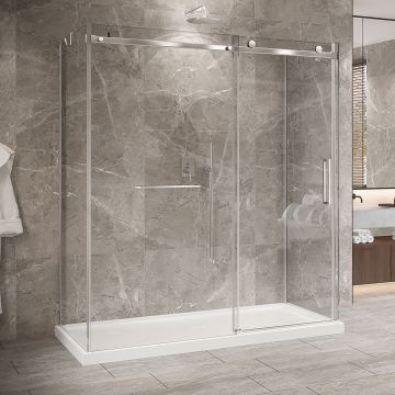 Porte de douche 72 po x Bellini 2.0 32 po chrome sur mur