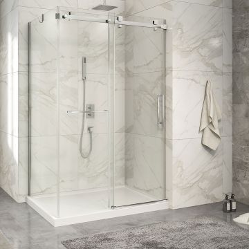 Porte de douche 54 po x Piazza 2.0 36 po en coin chrome fermeture sur mur mur à droite