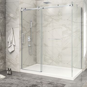 Porte de douche 72 po x Piazza 2.0 36 po en coin chrome fermeture sur mur mur à gauche porte à gauche