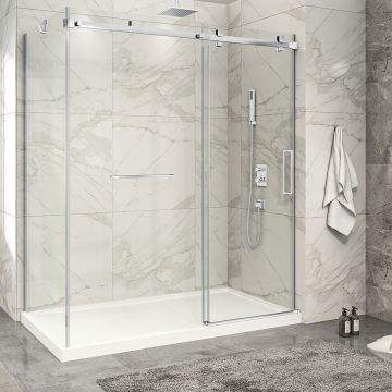 Porte de douche 72 po x Piazza 2.0 36 po en coin chrome fermeture sur mur mur à droite