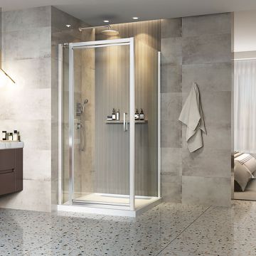 Porte de douche 42 po x Xenia 42 po en coin chrome rectangulaire porte décentrée mur à gauche