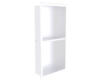 niche de douche en saillie 12 po x 24 po avec double tablette Niches de douche KSN-BE1224-2 blanc mat