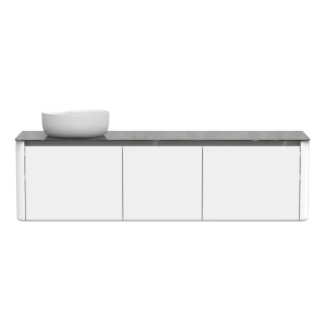 Meuble avec vasque à gauche Luna 71" Blanc laqué