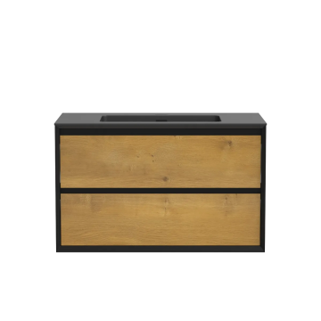 Meuble-lavabo Nairobi 36" Noir mat et Chêne naturel