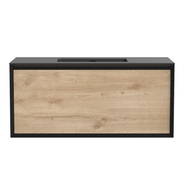 Meuble-lavabo Dakar 48" Noir mat et Chêne contemporain