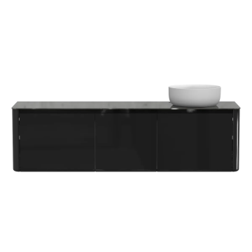 Meuble avec vasque à droite Luna 71" Noir laqué