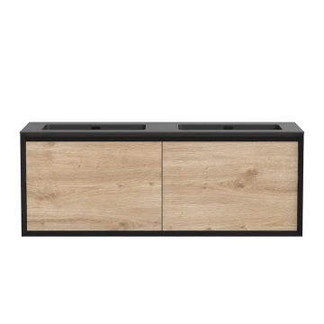 Meuble-lavabo Dakar 60" Noir mat et Chêne contemporain