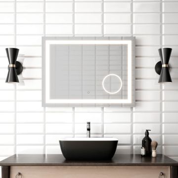 Miroir à éclairage Del pour salle de bain avec miroir grossissant Effect 32 po