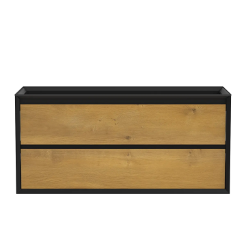 Meuble vanité Nairobi 48" Noir mat et Chêne naturel
