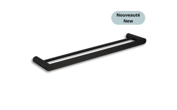 Porte-serviettes murale double Nova 23 po en acier inoxydable noir mat