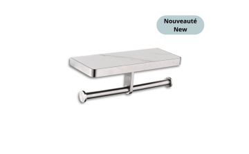 Tablette porte-papier toilette murale double Nano Aurea en acier inoxydable