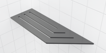 Tablette de coin pour douche carrelée 4 po x 12 po gris mat