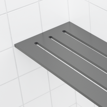 Tablette de coin pour douche carrelée 4 po x 8 po gris mat
