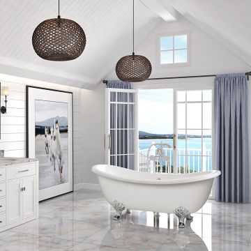 Baignoire autoportante Harrogate 66 3/4 po en blanc lustré