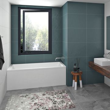 Baignoire à jupe en alcôve Sala I 60 po en acrylique blanc lustré avec drain à droite