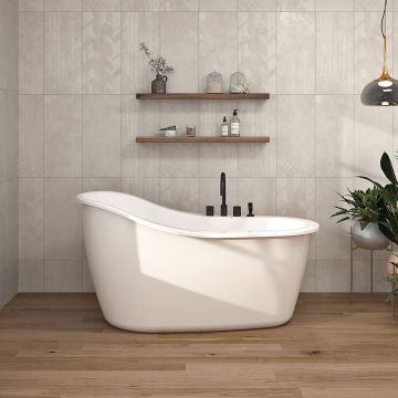 Baignoire autoportante Soffio 2.0 60 1/4 po en acrylique blanc lustré avec trop plein intégré