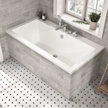 Baignoire podium sans bride de carrelage Balla I 59 en acrylique 1/2 po en blanc lustré