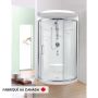 Douche Alea 3232 blanche ronde en coin en acrylique une pièce avec drain central