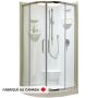 Douche Izia 3636 blanche Néo-Ronde en coin en acrylique deux pièces avec drain central