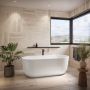 Baignoire autoportante Haarlem 6730 AFR blanche en acrylique avec drain central
