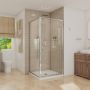Porte de douche pivot Belaya 36 x 36 x 72 po, 6 mm pour installation en coin avec verre clair et fini chrome