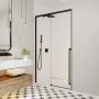 Porte de douche coulissante Kaveri 45 - 47 1/2 x 79 3/4 po, 8 mm pour installation en alcôve avec verre clair et fini noir mat