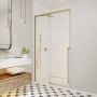 Porte de douche coulissante Kaveri 45 - 47 1/2 x 79 3/4 po, 8 mm pour installation en alcôve avec verre clair et fini or brossé