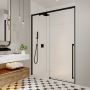 Porte de douche coulissante Kaveri 57 - 59 1/2 x 79 3/4 po, 8 mm pour installation en alcôve avec verre clair et fini noir mat