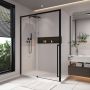Porte de douche coulissante Kaveri 60 x 36 x 79 3/4 po, 8 mm pour installation en coin avec verre clair et fini noir mat