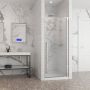Porte de douche Amaly 32 po en alcôve chrome carré
