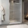 Porte de douche Minia 48 po en alcôve chrome porte à droite en chrome et verre flûte
