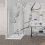 Porte de douche 32 po x Amaly 32 po en coin chrome carré mur à gauche