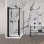 Porte de douche 32 po x Amaly 32 po en coin noir mat carré mur à gauche