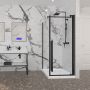 Porte de douche 36 po x Amaly 36 po en coin noir mat carré mur à droite