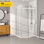 Porte de douche 48 po x Bellini 32 po en coin blanc mat fermeture sur mur mur à droite porte à droite