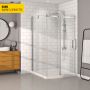 Porte de douche 48 po x Bellini 42 po en coin chrome fermeture sur mur mur à droite