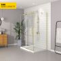 Porte de douche 48 po x Bellini 42 po or brossé sur mur en or brossé