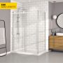 Porte de douche 60 po x Bellini 36 po en coin blanc mat fermeture sur mur mur à gauche porte à gauche