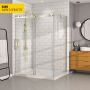 Porte de douche 60 po x Bellini 42 po en coin or brossé fermeture sur mur mur à gauche porte à gauche en or brossé