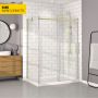 Porte de douche 60 po x Bellini 36 po en coin or brossé fermeture sur mur mur à droite en or brossé