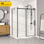 Porte de douche 60 po x Bellini 36 po en coin noir mat fermeture sur mur mur à droite
