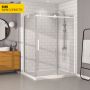 Porte de douche 60 po x Bellini 42 po en coin blanc mat fermeture sur retour mur à droite porte à gauche