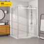 Porte de douche 60 po x Bellini 42 po en coin blanc mat fermeture sur mur mur à droite