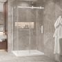 Porte de douche 48 po x Bellini 2.0 32 po en coin blanc mat fermeture sur mur mur à droite porte à droite