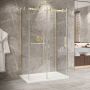Porte de douche 48 po x Bellini 2.0 32 po or brossé sur mur en or brossé