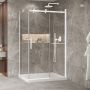 Porte de douche 48 po x Bellini 2.0 36 po en coin blanc mat fermeture sur retour mur à droite porte à gauche