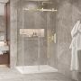 Porte de douche 48 po x Bellini 2.0 36 po en coin or brossé fermeture sur mur mur à droite en or brossé