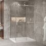 Porte de douche 48 po x Bellini 2.0 42 po en coin chrome fermeture sur retour mur à droite porte à gauche