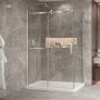 Porte de douche 54 po x Bellini 2.0 36 po en coin chrome fermeture sur retour mur à gauche porte à droite