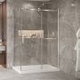 Porte de douche 54 po x Bellini 2.0 32 po en coin chrome fermeture sur retour mur à droite porte à gauche